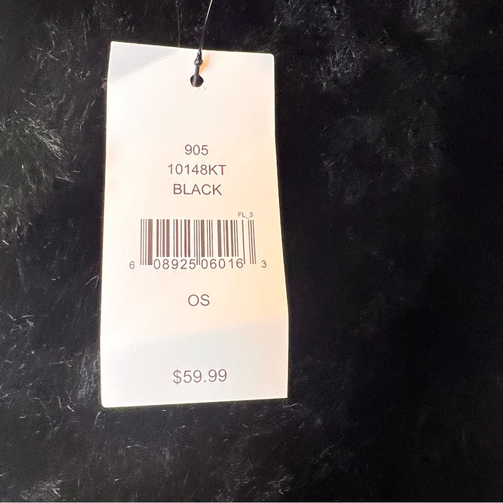 Saks Fifth Avenue Black Faux Fur Trim Scarf Loop NWT Mob Luxe Rich Auntie Luxury - Picture 2 of 6